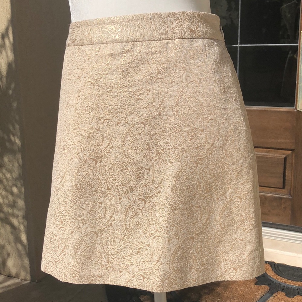 Banana Republic Gold Embossed Damask Skirt
